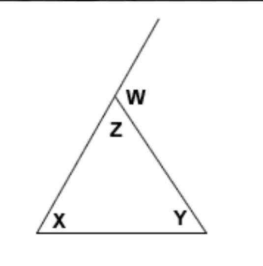 Explain the relationship between angle W and angles X and Y.-example-1