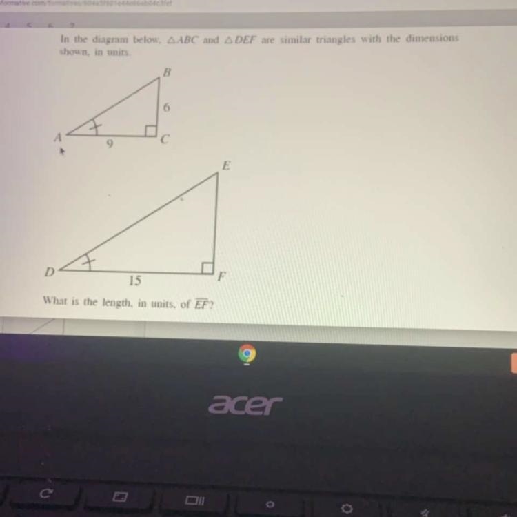 E 15 E What is the length in units or EF?-example-1