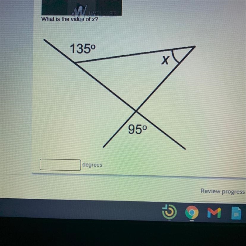 What is the value of x? 135° 95°-example-1