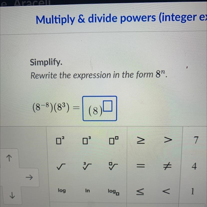 2 Simplify. Rewrite the expression in the form 8». (8-8)(83) Please help-example-1