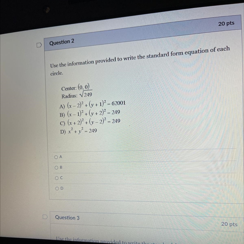 Please help, due soon. Use the information provided to write the standard form equation-example-1