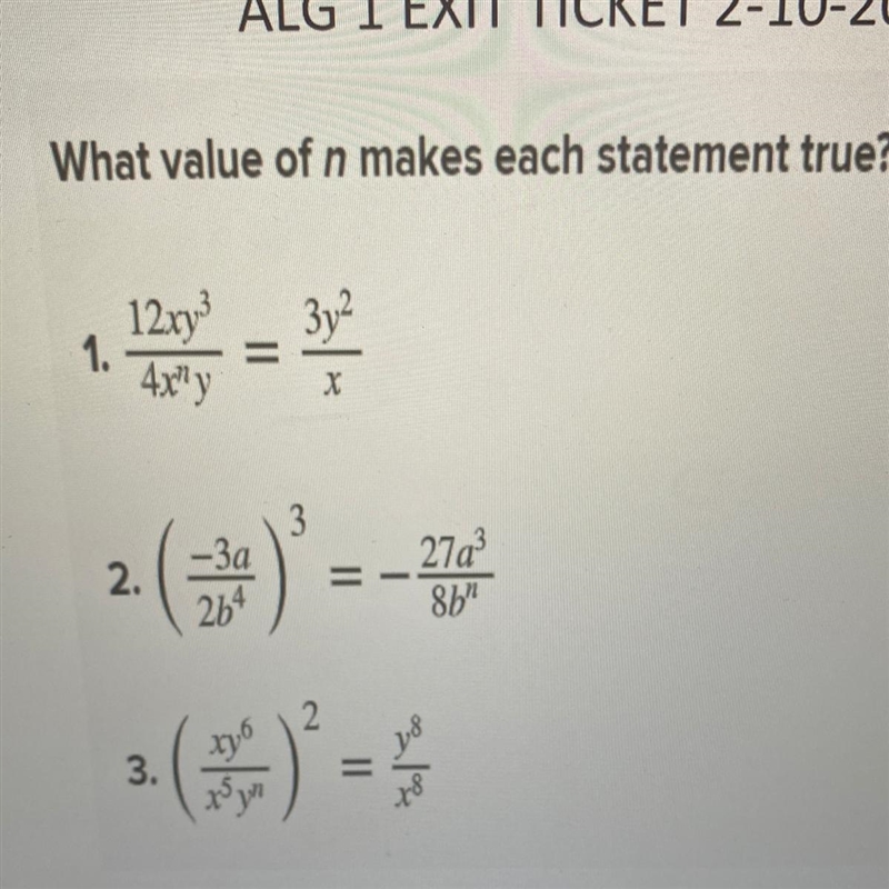 What value of n makes each statement true, pls include work-example-1