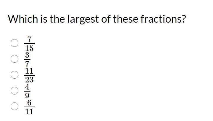 Which is the largest of these fractions?-example-1