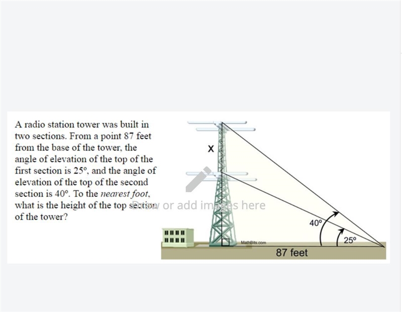 Use what you know about sine, cosine, and tangent to calculate the height of the buildings-example-1