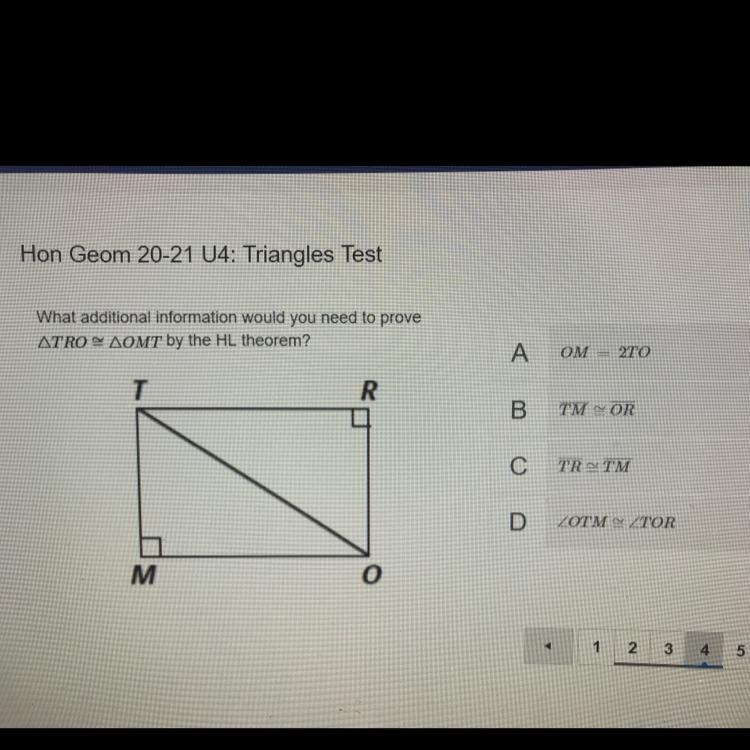 How to prove TRO=OMT by the HL theorem-example-1