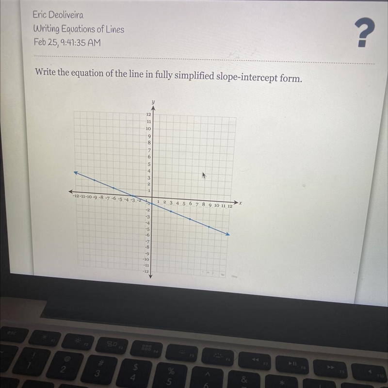 PLSSSSS HELP DUE IN 3 min Write the equation of the line in fully simplified slope-example-1