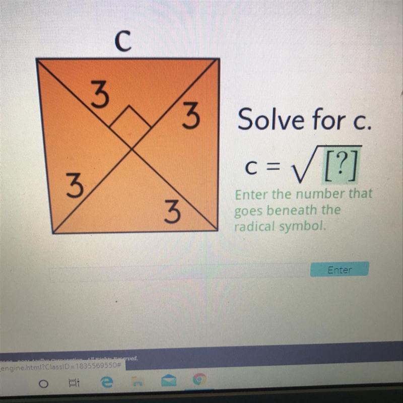 Solve for c Pythagorean theorem-example-1