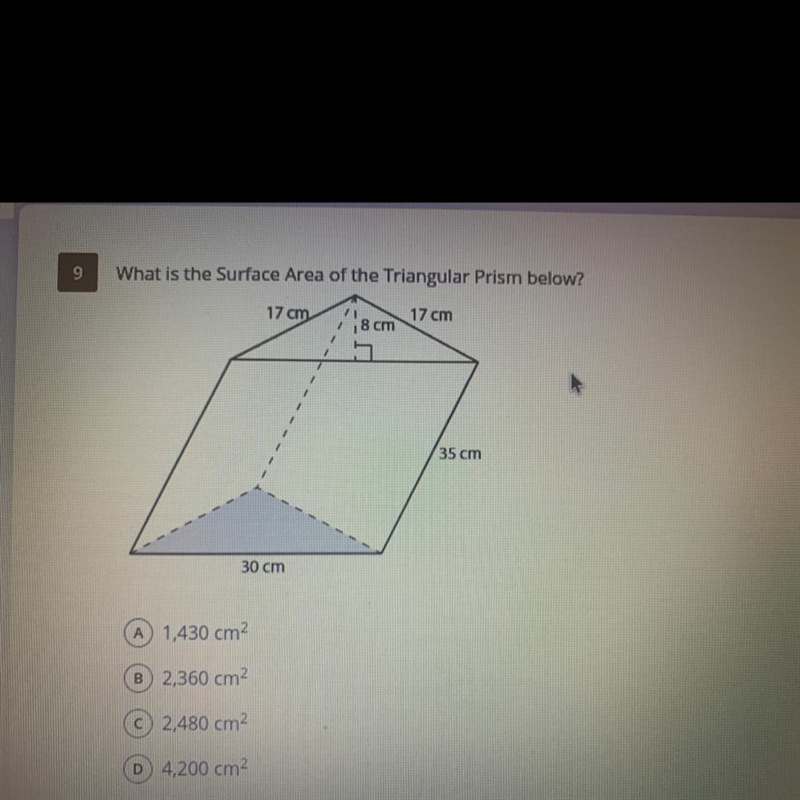 What is the Surface Area of the Triangular Prism below?-example-1