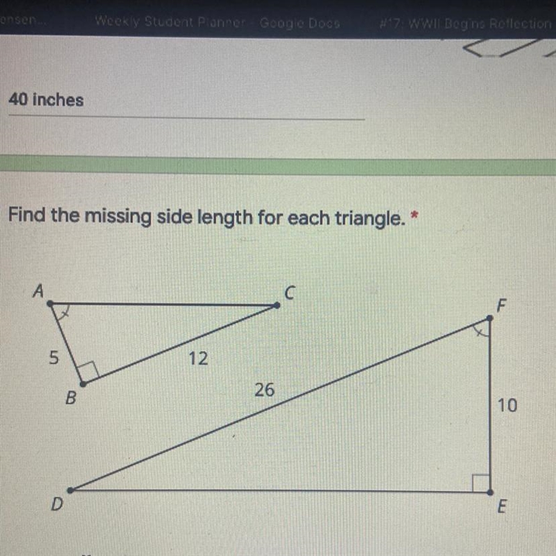 Please help me. Find the missing side length for each triangle.-example-1