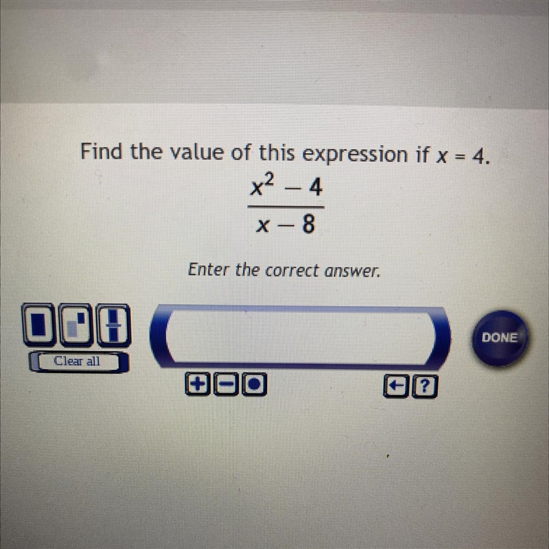 Find the value of this expression if x = 4. x2 - 4 X - 8-example-1