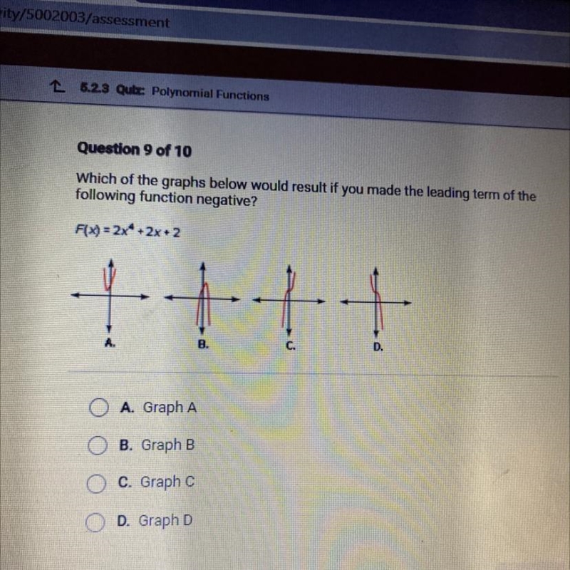 Which of the graphs below would result if you made the leading term of the following-example-1