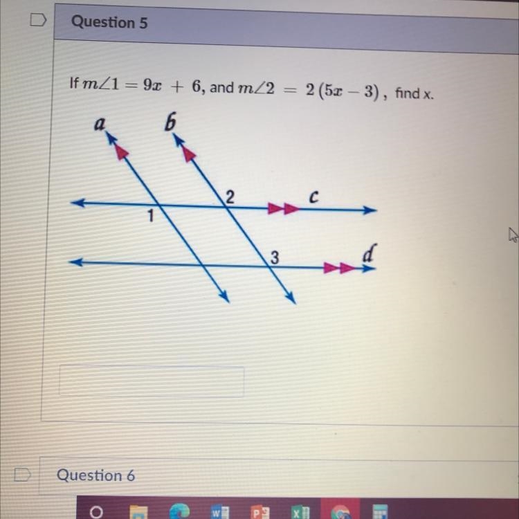 If the measure of angle 1 = - 9x + 6, and the measure of angle 2 = 2 (5x – 3), find-example-1