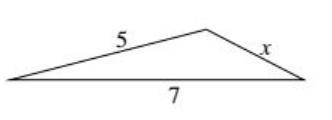 What are all the possible values of x? (This is not a right triangle!)-example-1