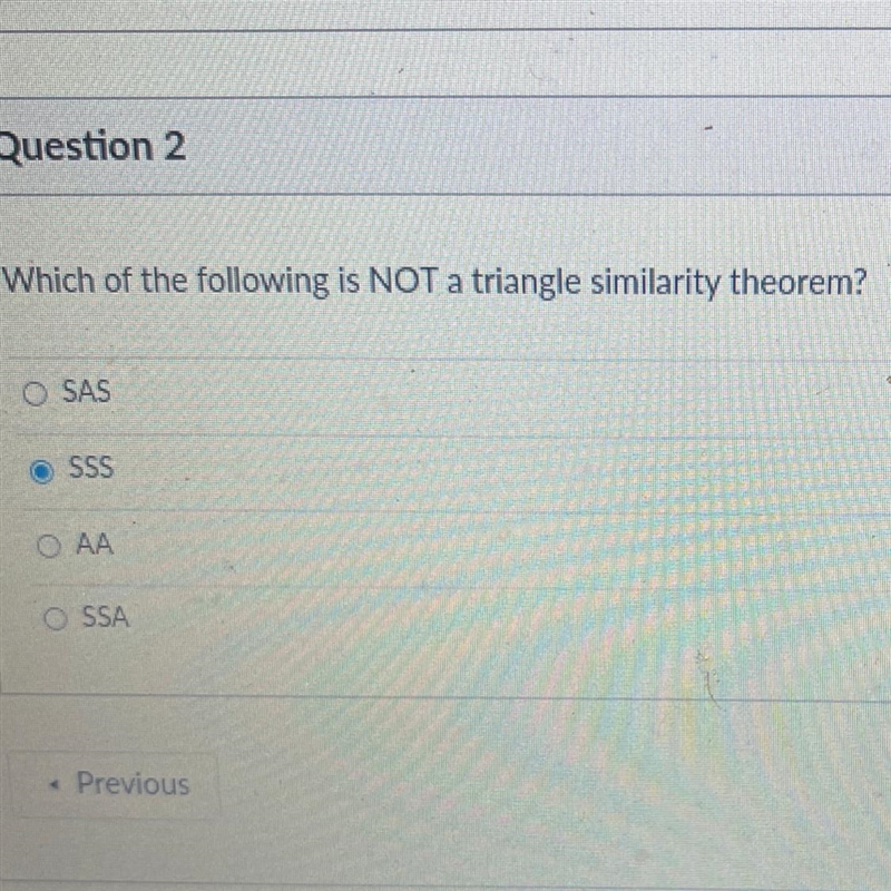 Which of the following is not a triangle similarity theorem-example-1