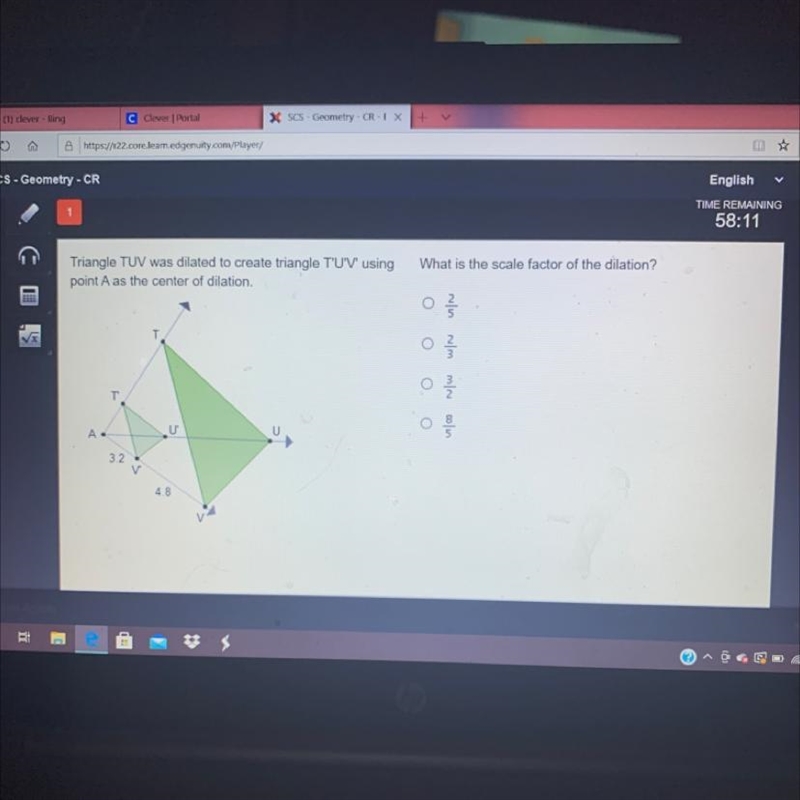 What is the scale factor of the dilation?-example-1