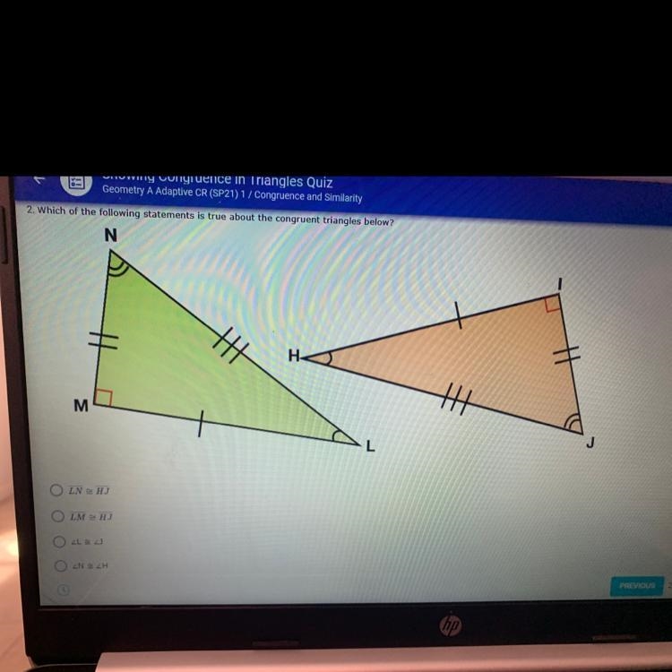 Which statement is true about the congruent triangles below? URGENT-example-1