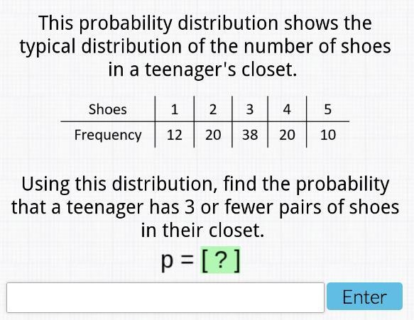 This probability distribution shows the typical distribution of the number of shoes-example-1