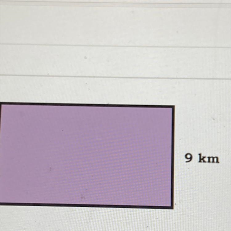 If the area of the rectangle is 90 km?, then what is the value of the missing side-example-1