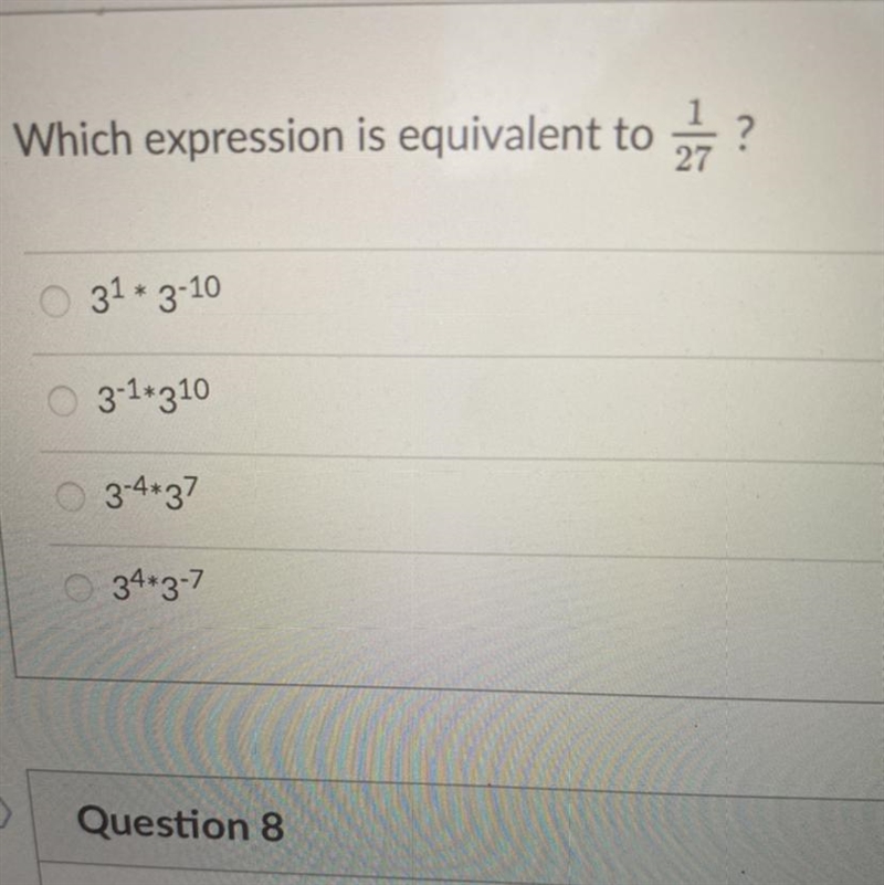 Which expression is equivalent to 27 ?-example-1