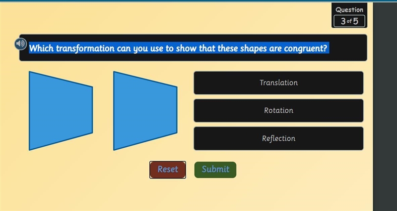 Which transformation can you use to show that these shapes are congruent?-example-1