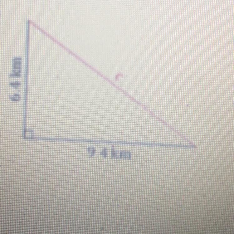 Pythagorean Theorem-Finding the Hypotenuse Calculate the missing side measurements-example-1