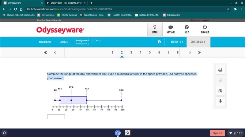 Compute the range of the box and whisker plot. Type a numerical answer in the space-example-1