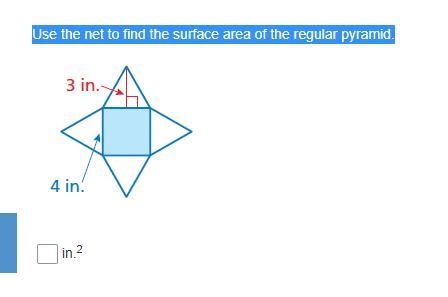 Use the net to find the surface area of the regular pyramid.-example-1