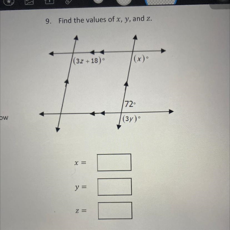 Find the values of x, y, and z-example-1