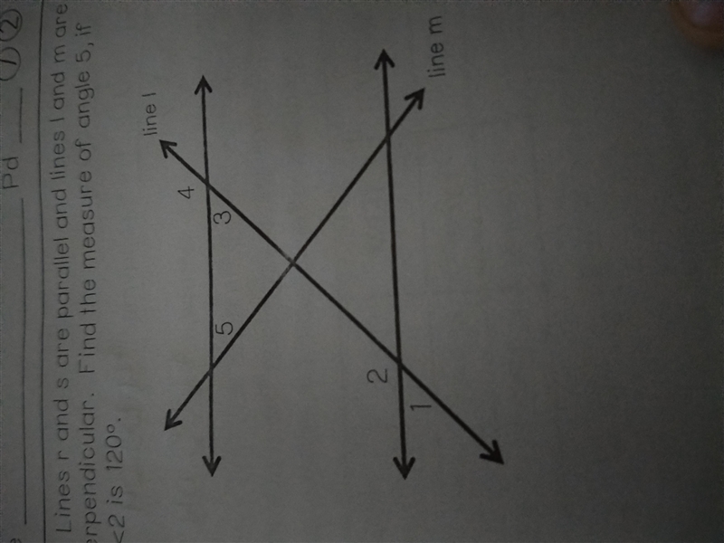 Find the measure of angle 5, if m<2 is 120°-example-1