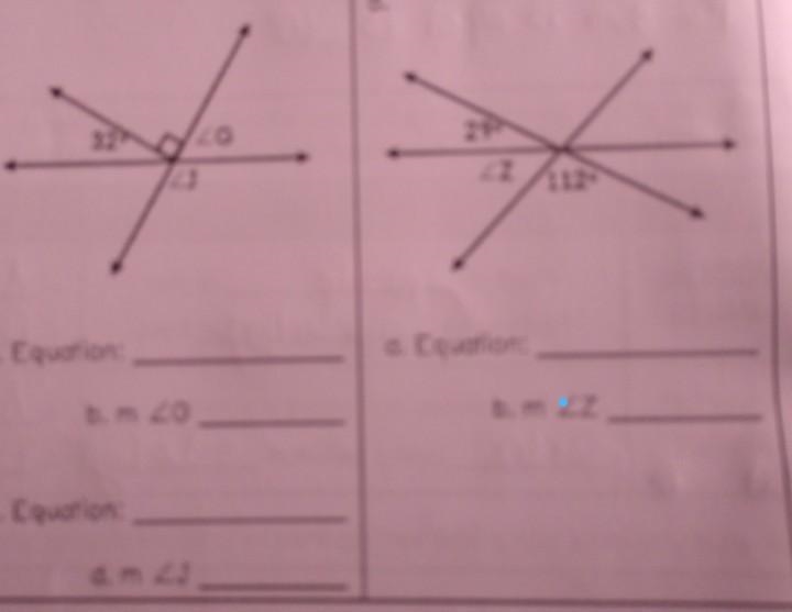 Set up and solve equations to find the missing angle measurements in the following-example-1