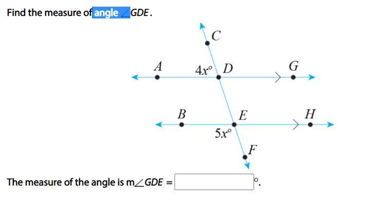 Find the measure of angle of GDE-example-1