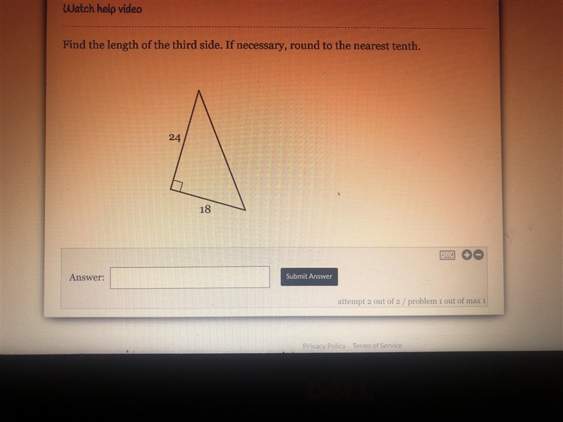 Find the length of the third side. If necessary, round to the nearest tenth.-example-1