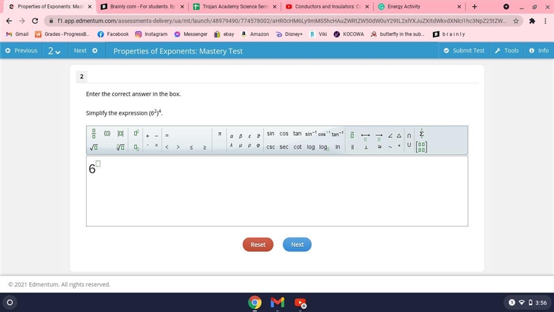 Simplify the expression (62)4.-example-1