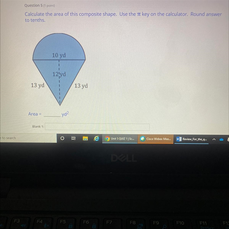 Question 5 (1 point) Calculate the area of this composite shape. Use the ti key on-example-1