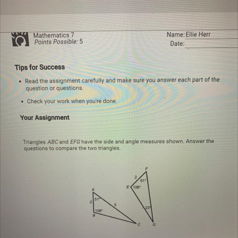 Do the two triangles have the same shape?-example-1