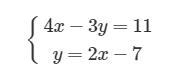 What is the solution to this system of equations? ( __ , __ )-example-1