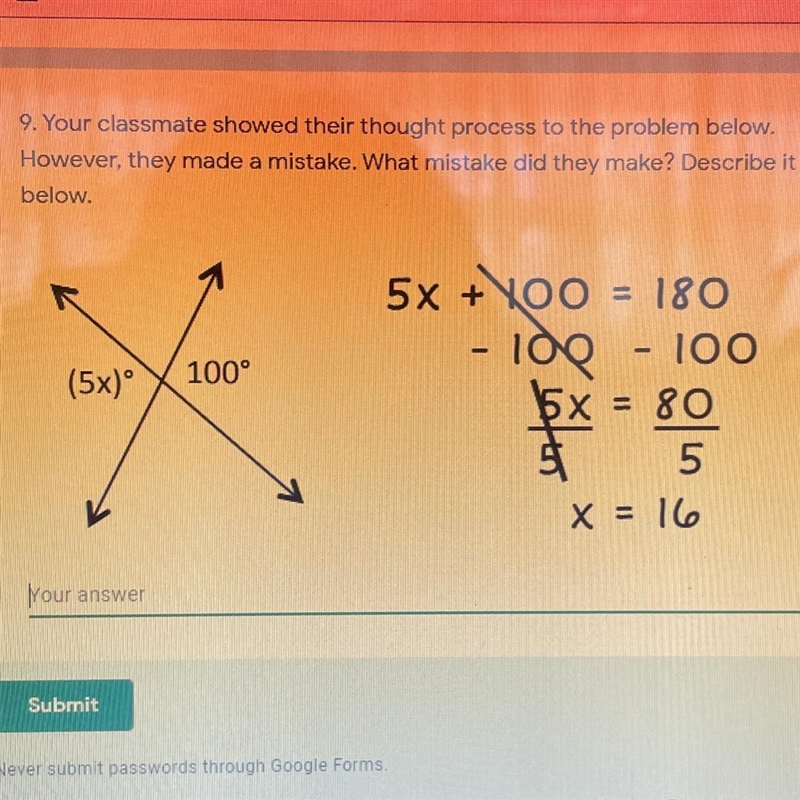 Your classmate showed their thought process to the problem below. However, They made-example-1