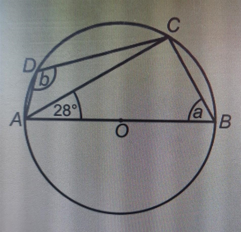 In the centre o is the centre and ab is a diameter a) work out the value of angle-example-1