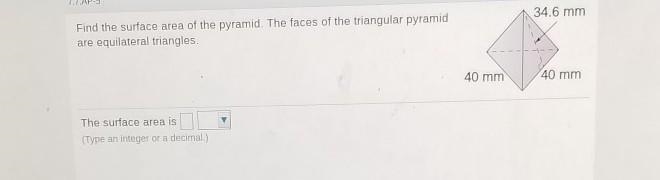 Find the surface area of the pyramid. The faces of the triangular pyramid are equilateral-example-1