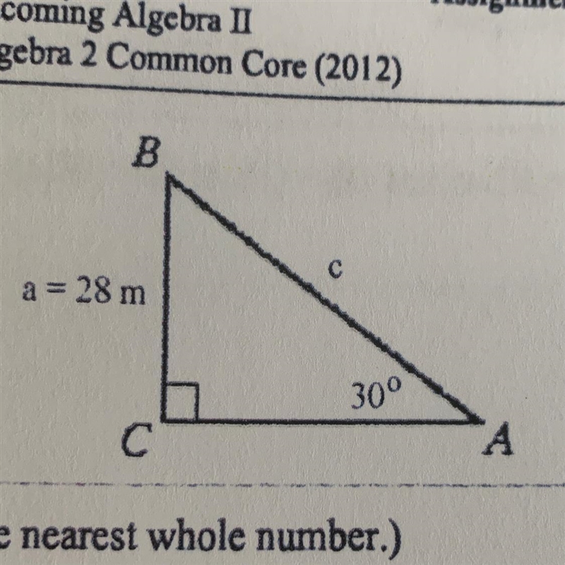 Find the measure of side C and round to the nearest whole number. Pls help ASAP-example-1