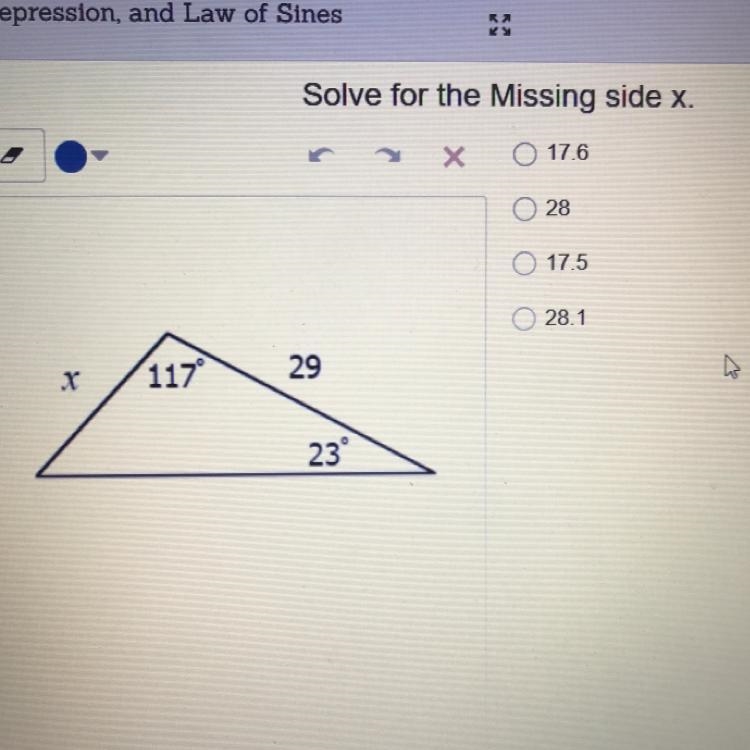 I need help with this Geometry question. I think it’s law of sines :(-example-1