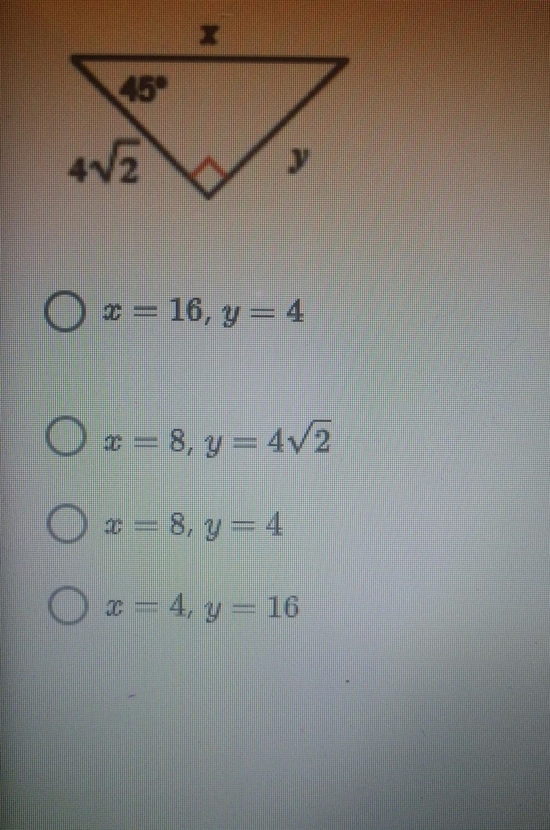 find the missing side lengths answers are in simplest radical form with the denominator-example-1