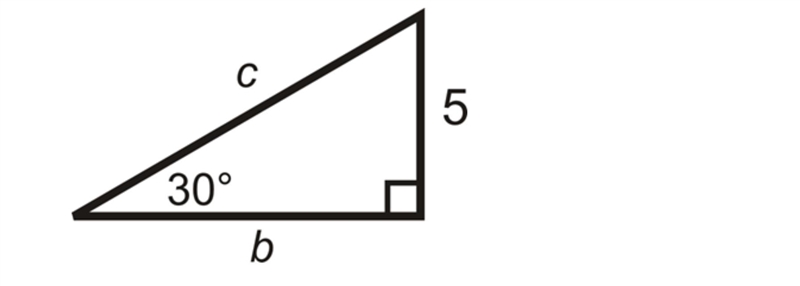 Use the figure below to determine the length of sides b and c. Question 5 options-example-1