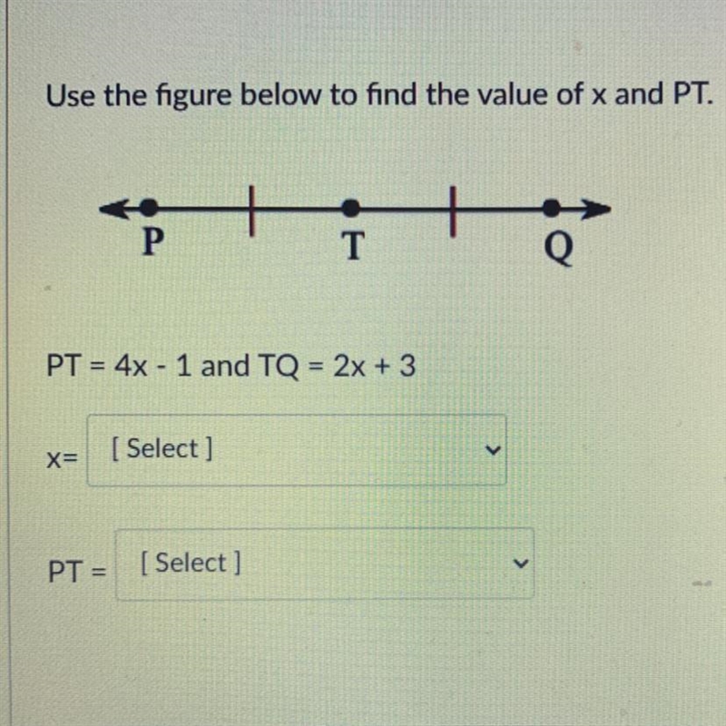 Use the figure below to find the value of x and PT.-example-1