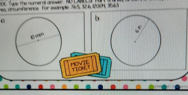 find the area and circumference of each figure below. use 3.14 for pi. if needed, round-example-1