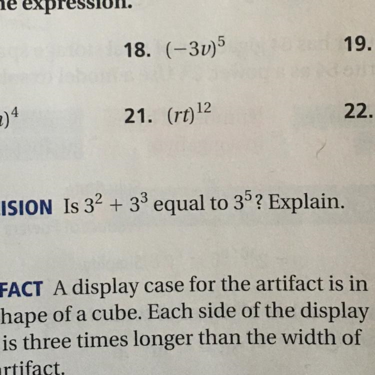 Is 3 to the second power + 3 to the 3rd power equal to 3 to the 5th power explain-example-1