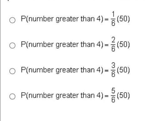 Terry has a number cube that is numbered from 1 to 6. She rolls the cube 50 times-example-1