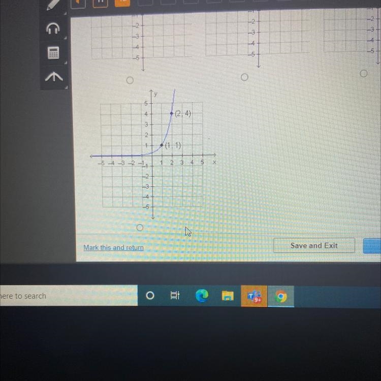 Which is the graph of f(x) = 1/4 (4)^x ?-example-1