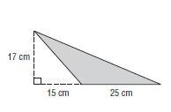 Find the area of the shaded part of the triangle below. Round to the nearest tenth-example-1