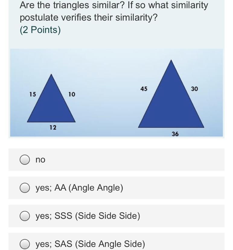 Triangle congruence and similarity! (picture included)-example-1